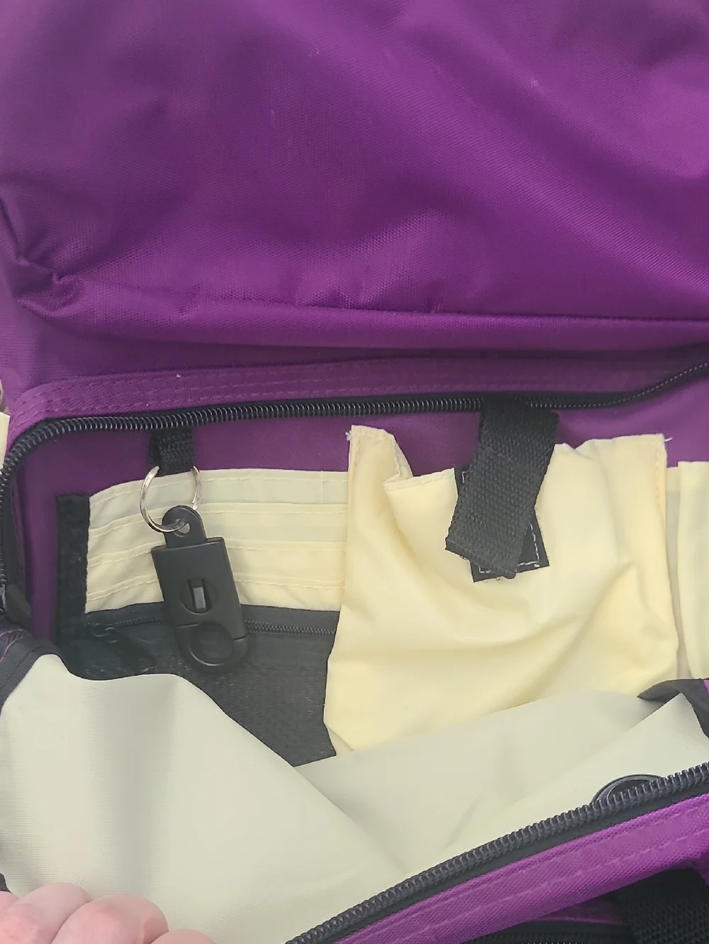Purple Nylon Backpack with Cream Accents